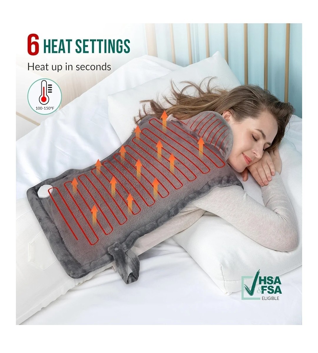 Snailax Heating Pad for Back Pain Relief, Large Heating Pad for Neck Shoulder