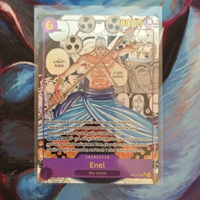 Bandai One Piece Card Game Enel Super Rare Character OP15 8000 Power English