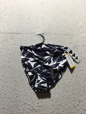 NEW Anne Cole Swim Bottom Womens M Medium Navy Blue Floral High Mid Fold Over