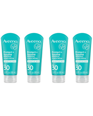 4 Pack Aveeno Protect + Soothe Mineral Sunscreen SPF30 3oz EXP 09/2025