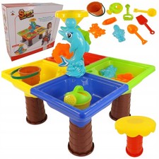 Sand- und Wassertisch „Delfin“ mit Mühle, Schaufel, Rechen, Formen, 25-teilig, 9