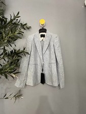 Massimo Dutti Womens 100 linen Light Blue Che...