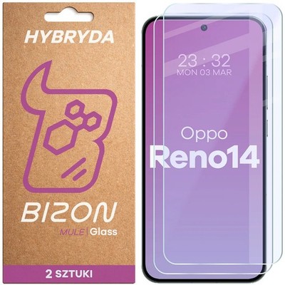 2x Schutzglas für Oppo Reno 14 Bizon Displayschutzglas Hybridglas Handyglas Glas