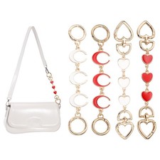 Bag Extender Chain, 4 Pcs Purse Strap Heart Moon Shape Chain, White/Red