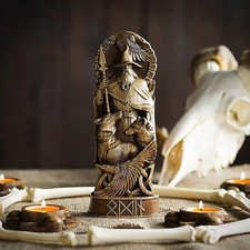 "Estatua de dios nórdico Odín mitología vikinga resina ídolo decoración pagana 8,6"""