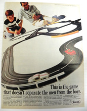 1966 Aurora Model Motoring Print Ad Dad  Son Racing Slot Cars