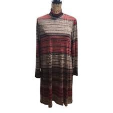 CHRIS McLaughln Women's Striped Turtleneck Sweater Dress Size 14