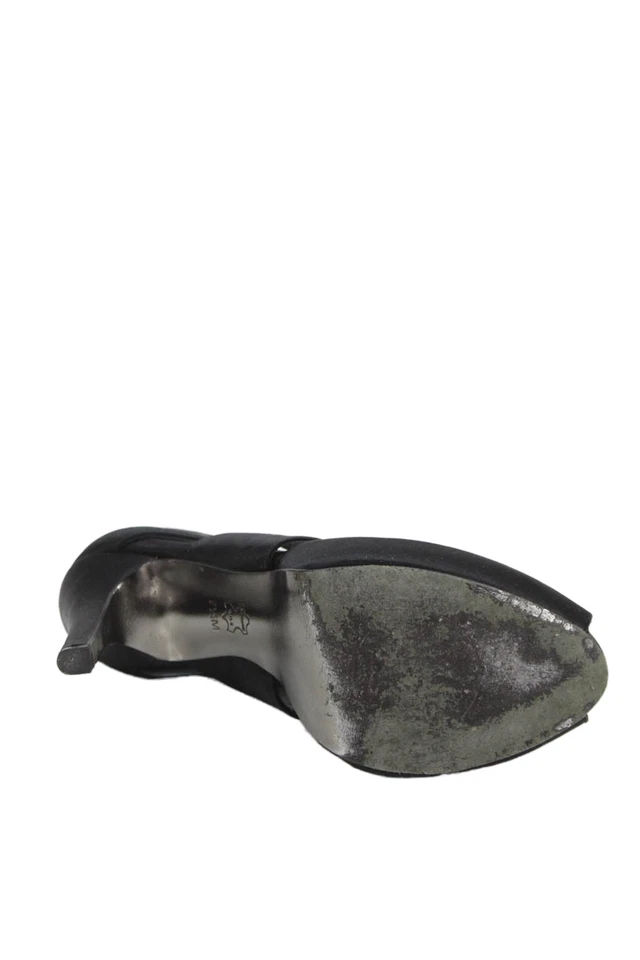 Botines Tory Burch para mujer satinados recortados punta abierta negros talla 7,5 medianos Foto 3 de 4