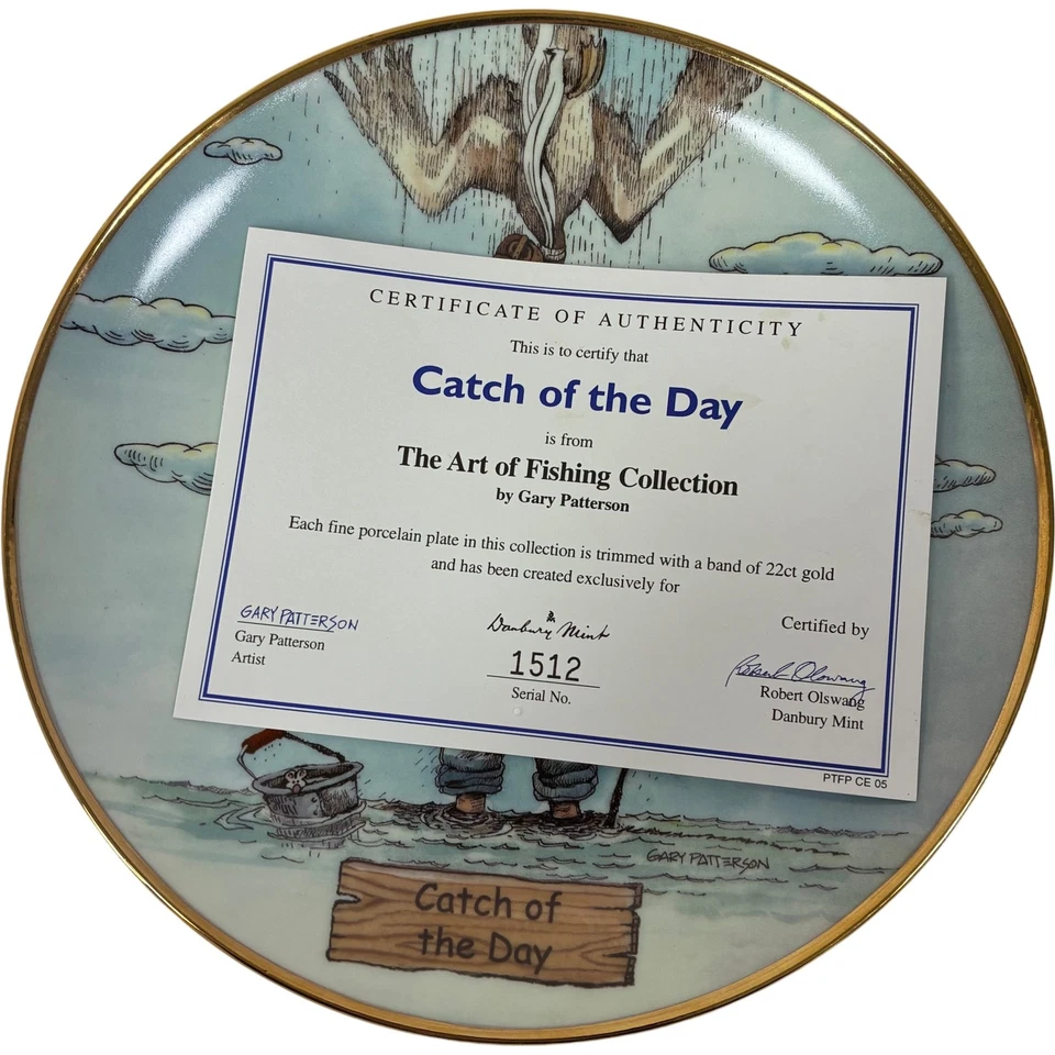 Danbury Mint Art of Fishing Collector Plates by Gary Patterson Gold Rimmed - Image 3 of 4