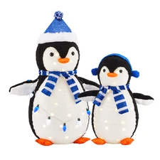 2PCS Lighted Penguin Family Outdoor Yard Christmas Party Decoration Holiday Gift