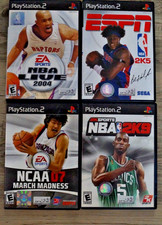 PS2 Game Bundle NBA Live 2004, NBA 2K5, NCAA 07, NBA 2K9, 1 Memory Card Included