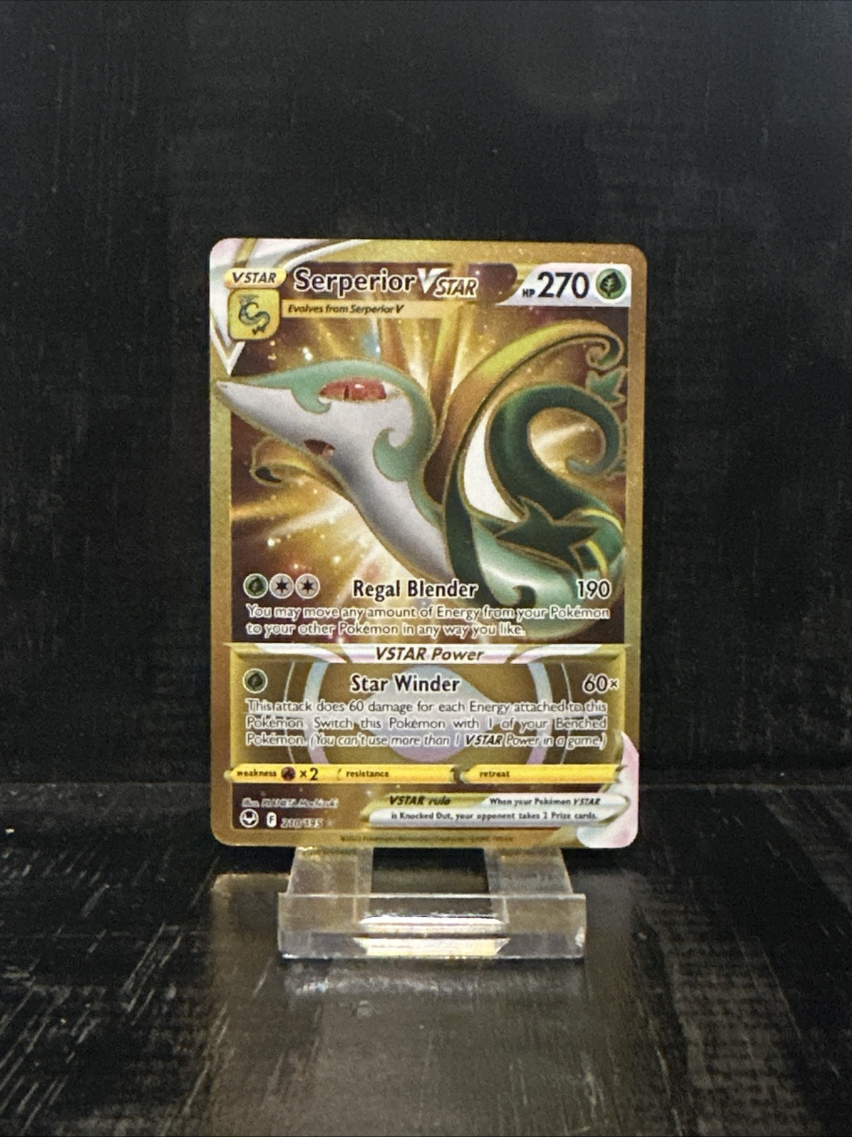 Pokemon Card - Serperior VSTAR Silver Tempest 210/195 Secret Rare SWSH Gold Holo