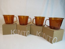 KINTO  Set Of 4 Mugs Cups Amber Heat-Resistant Glass 21457  7.8 fl oz (220 ml)