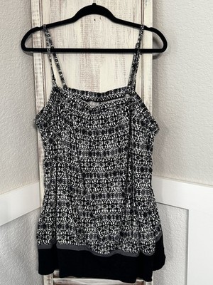 Cute! Lane Bryant Black Gray White Tank Top Adjustable Straps or Strapless 22/24