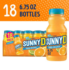 SUNNYD Tangy Original Shelf Stable Orange Juice Drink, 18 Count, 6.75 fl oz Bott