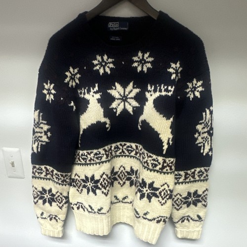 Polo Ralph Lauren Men’s M Wool Hand Knit Fair Isle Crewneck Pullover Sweater
