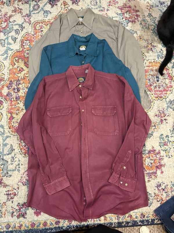 Lot of Three Vintage Cabelas Men's Long Sleeve Button Ups Size XL Western Style