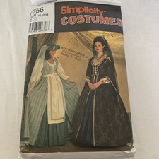 Sewing Pattern Costume Historic Gowns Simplicity 7756 Size 10-14