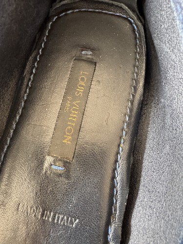 LOUIS VUITTON Women's Loafer Shoes Flat Oxford suede Leather Sz 37 dark blue - Picture 3 of 13