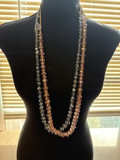 💎 Chico’s Shiny Faceted Beaded Necklaces— Blue & Pink Crystal Statement Jewelry