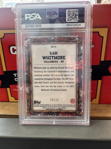 2022 Bowman Chrome University Big Kahuna Autograph Cam Whitmore #/25 PSA 10 - Picture 2 of 2