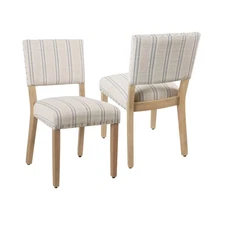 HomePop Armless Linen Dining Chair Set of 2 Modern Wood Blue White