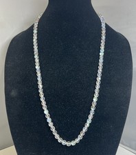 Vintage Long Aurora Borealis AB Crystal Glass Bead Necklace 30 Inch Beaded