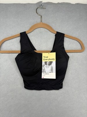 True & Co. True Everybody Scoop Neck Bra 16839, Plus Size XS Black New