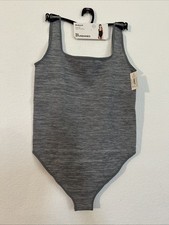 Women  s seamless Light Smoothing Grey Flannel Bodysuit No Boundaries NWT