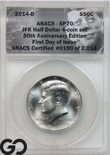 2014-D Kennedy Half Dollar, 50th Anniv. ANACS SP 70 ** Silver!