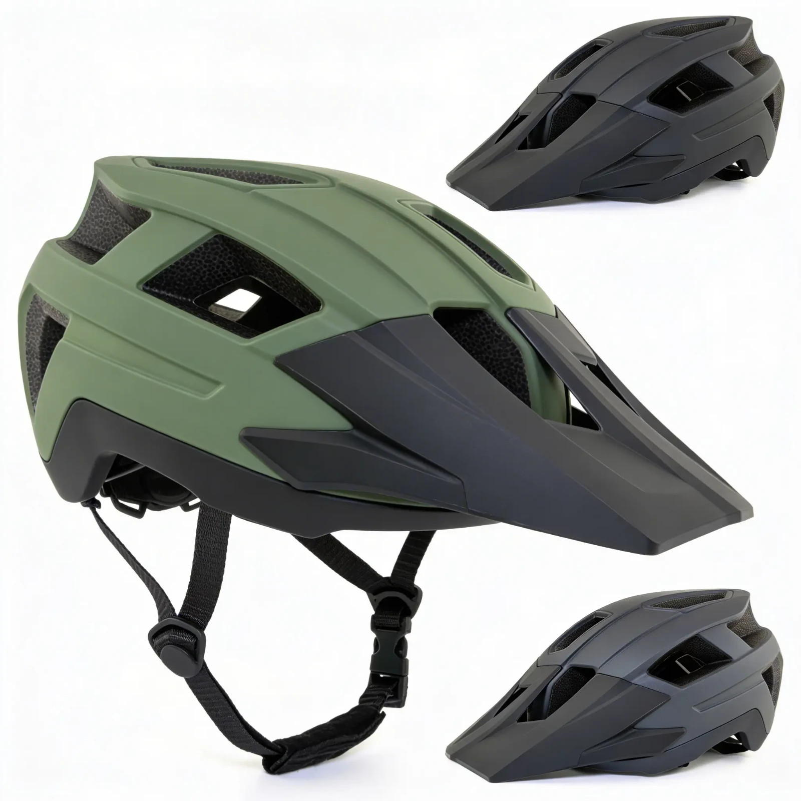 Casco bici con visiera donna e uomo bici corsa casco mountain bike enduro YB90 BMX foto 4