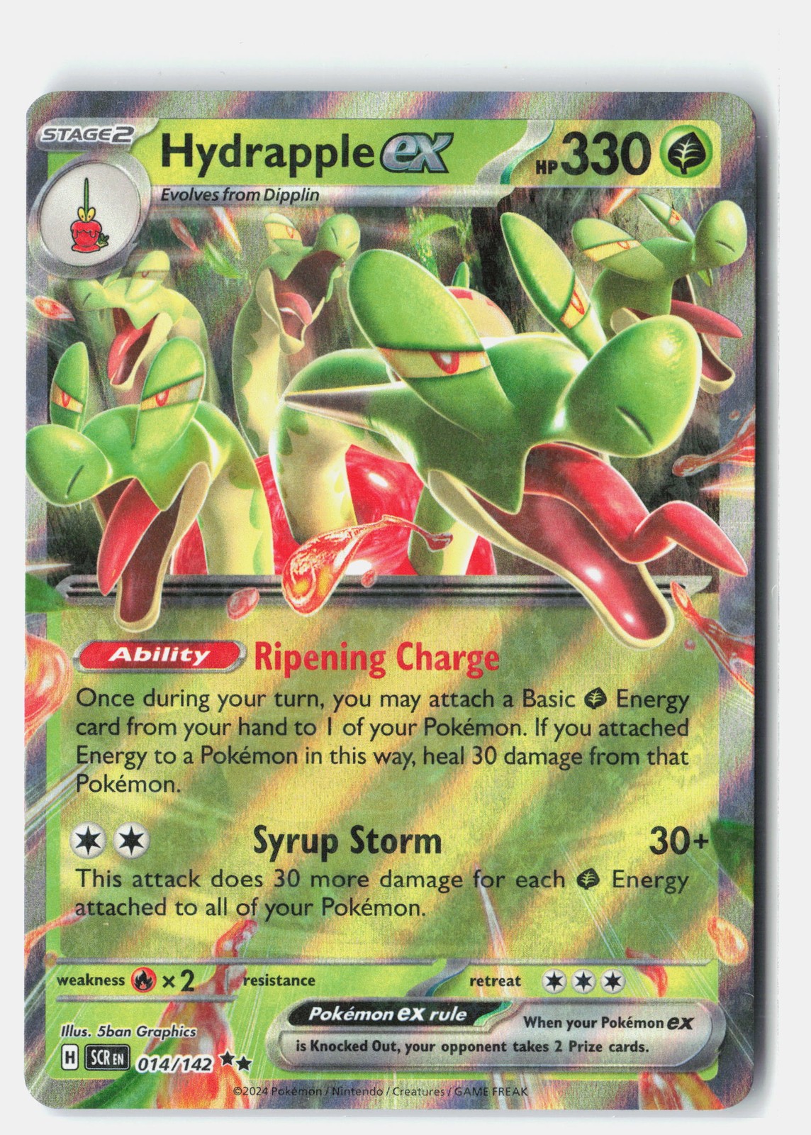 Hydrapple ex Double Rare Holofoil SV07: Stellar Crown 014/142 NM 5ban Graphics