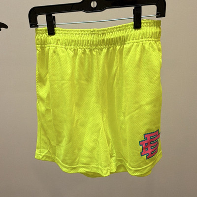Eric Emanuel EE Basic Mesh Shorts Volt Neon Yellow Pink Blue Logo Men s Size M