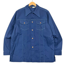 Vintage 1970s Sears Western Wear Men's Large Canvas Snap Button Shirt Union Made