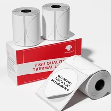 3 Roll Self-Adhesive Round Circle Thermal Labels for Phomemo M110/M220/M100/M...