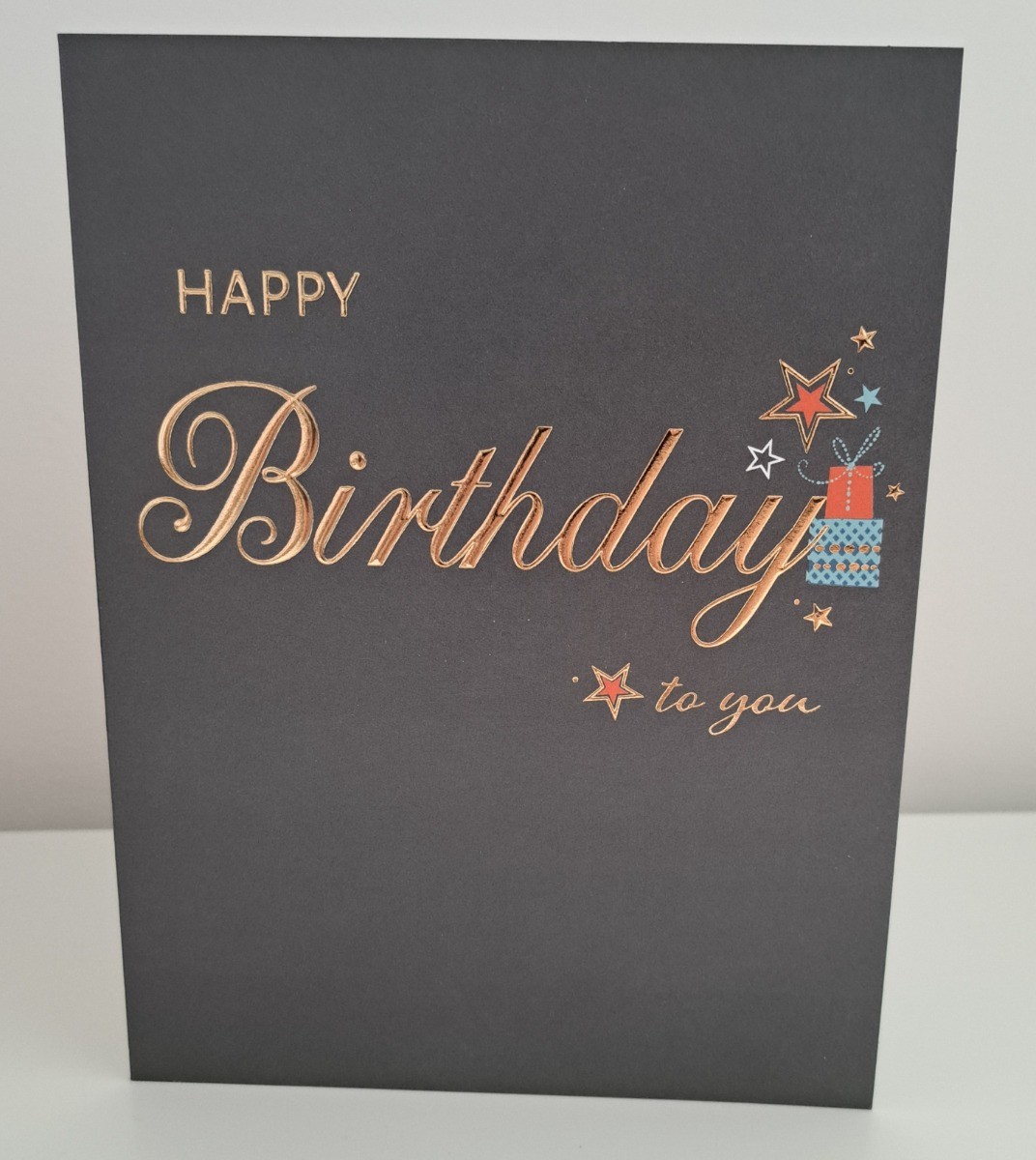 Male Happy Birthday To You Card. Black. 19x13cm