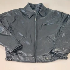 RGA Reportage Italy Genuine Leather Jacket Black Bomber Moto Style XL XXL 26x27