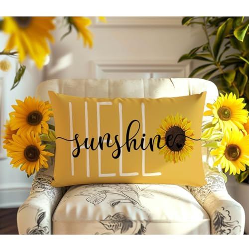  Hello Sunshine Sunflower Spring Summer Throw 12" x 20" (Pack of 1) Yellow