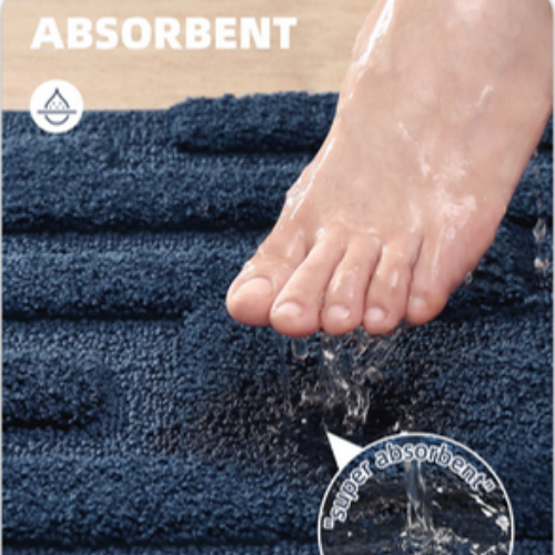 Microfiber Bath Mat 40x60 cm, Absorbent Non-Slip, Machine Washable Soft Rug - Picture 3 of 4