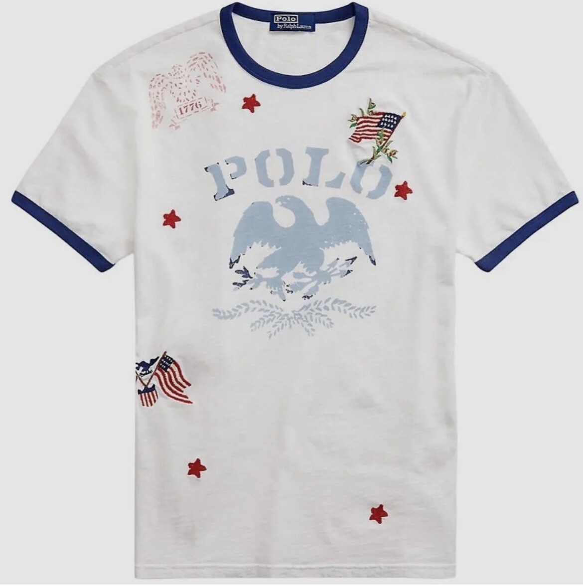 RRL RALPH LAUREN XL シャツ Polo Ralph Lauren RRL White Classic Fit Logo Ringer Shirt