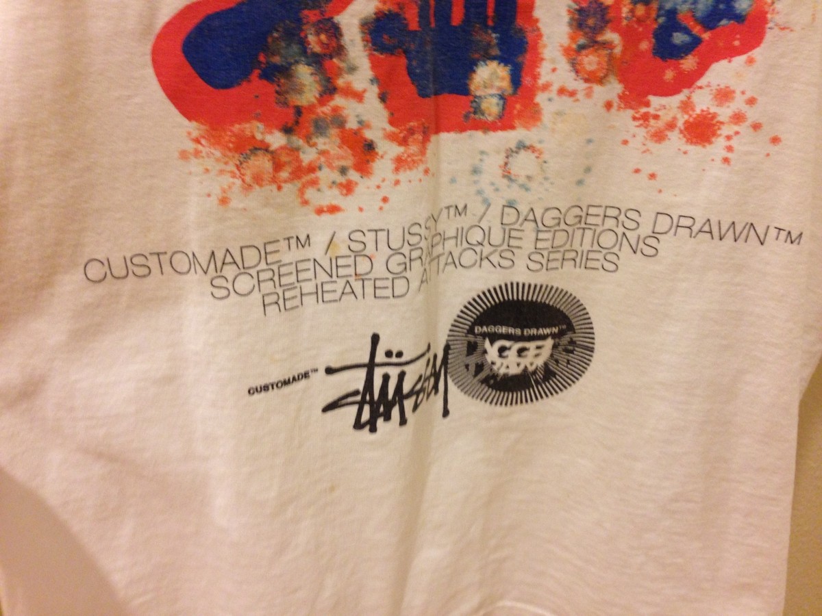 Authentic Stussy CUSTOMADE Daggers Drawn Large T-Shirt White