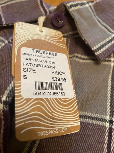 Bnwt Trespass ladies Mindy long sleeved checked shirt size S - Foto 6 di 12