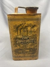 Rare Antique Chicago Varnish Company Superiority Floor Finish 8" Yellow Can 1