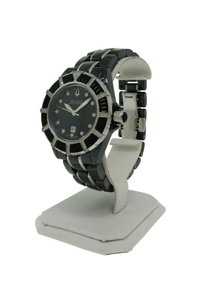 Reloj de cerámica Bulova Accutron 65R132 para mujer analógico diamante madreperla fecha Foto 3 de 4