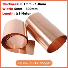 T2 Pure Copper Sheet Foil 99.9% Cu Metal Plate Roll Thick 0.1mm-1mm Length 1M