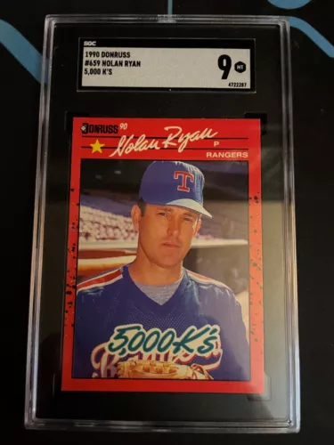 1990 Donruss Nolan Ryan CORRECT BACK variation #659 SGC 9 Texas Rangers 5000ks!