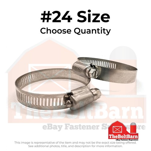 #24 Worm Gear Hose Clamps w/ 5/16" Slotted Screw Stainless (Choose Qty) - Picture 11 of 12