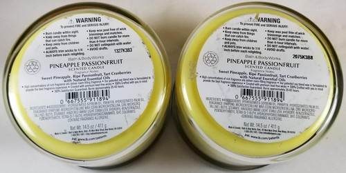 Bath Body Works Candle PINEAPPLE PASSIONFRUIT Scented 3-wick Jars Lot of 2 Wax - Picture 3 of 5