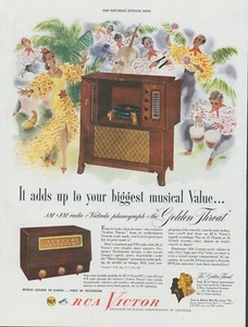 1949 RCA Victor Phonograph Dancer Maracas Bongos A/S Ian Vintage Print Ad SP17