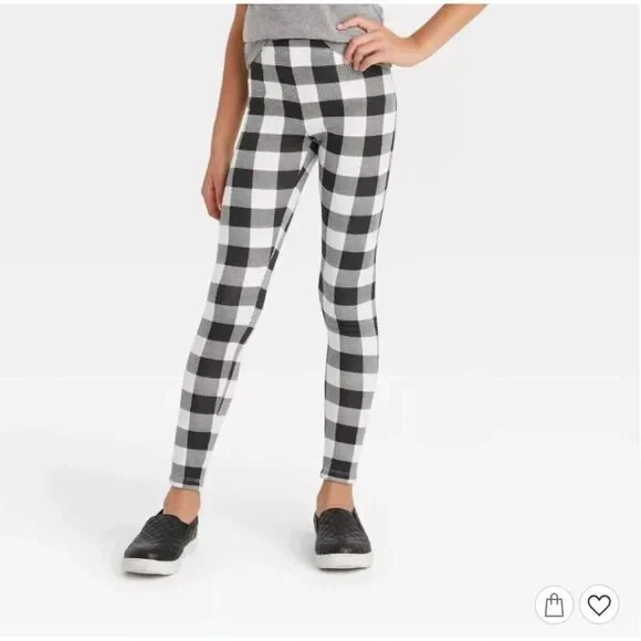 Black Plaid Fleece Lined Legging